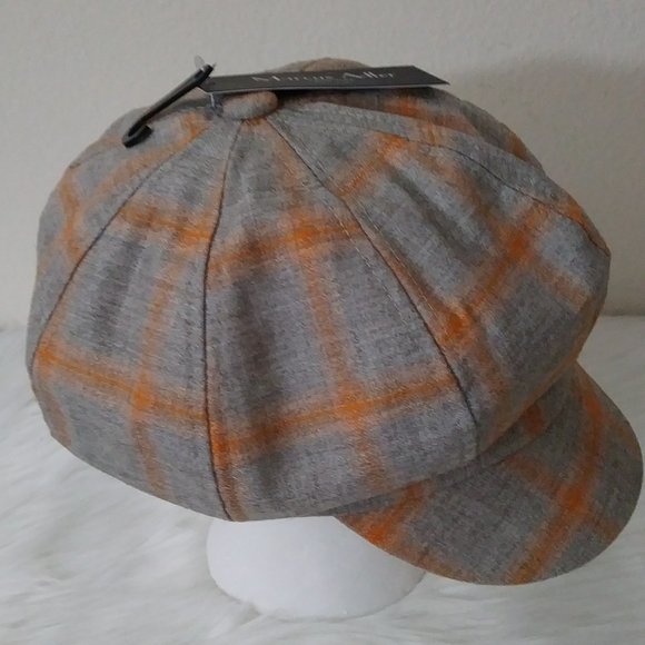 Marcus Adler Accessories - Marcus Adler Plaid Print Baker Newsboy Cap, One-Size Beige Polyester
